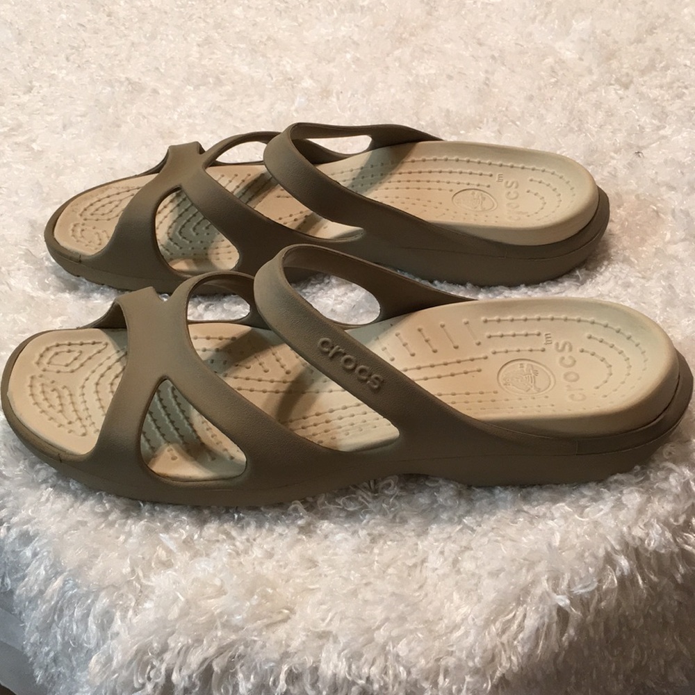 Tan Crocs Open-Backed Sandals